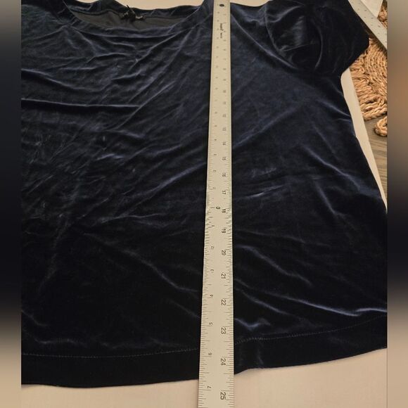 Eileen Fisher Boxy Velvet Top In Navy Blue Size Large - Picture 8 of 8